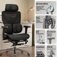 Mesh office chair seen from the side, dual zone sprung lumbar panel visible behind the backrest