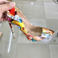 Women Graffiti Pointed Toe Stiletto Heel PU Single Shoes