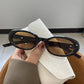 Black frame retro oval sunglasses with brown tea lenses, option Black Frame Tea Lenses