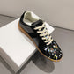 Leather Lace-Up Flat Sneakers