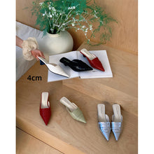 Women's Leather Pointed Toe Cone Heel Mules