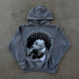 Gray Face Print Hoodie