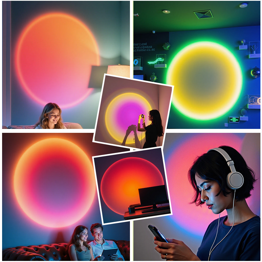 USB sunset projection ambient lamp, the black lamp body