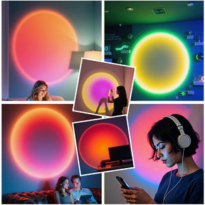 USB sunset projection ambient lamp, the black lamp body