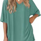 Lake Green milk silk V neck loungewear set, oversized top and matching shorts, size XXL