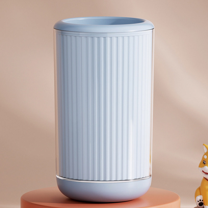 Blue plain pet paw wash cup in the basic style without a paw graphic, large size, on a pedestal