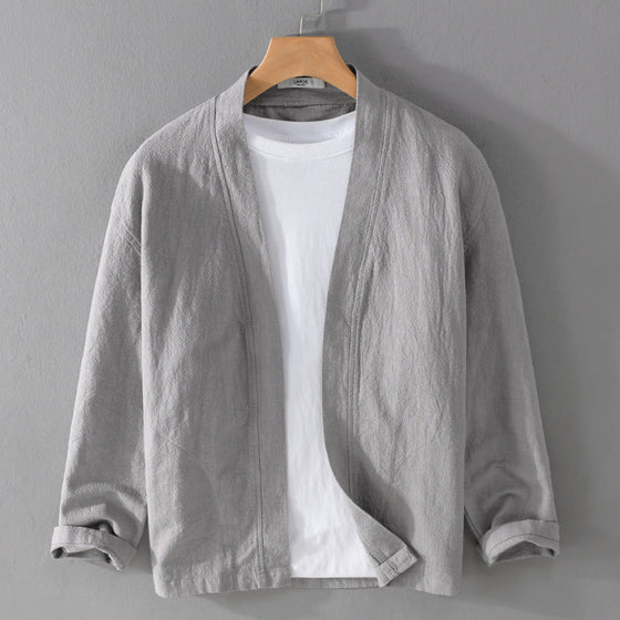 Mens Vintage Stand Collar Open Front Jacket