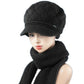 Fleece-Lined Knitted Winter Hat with Scarf Option