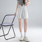 Washed Cotton Shorts Women Casual Loose Fit Wide-Leg