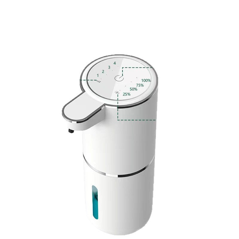 White P11 soap dispenser with a teal tank window and a top panel with a switch and level marks on a white background