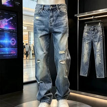 Mens Straight Leg Ripped Denim Jeans