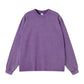 Raw frayed hem and cuff detail on the purple heavyweight washed tee