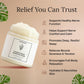 Jar of lavender magnesium body butter shown beside a list of product details