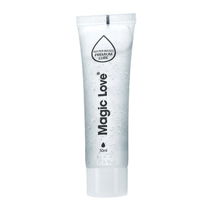 Clear water-based lubricant bottle shown from the side