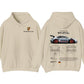 Sand cotton hoodie, front and back, with crest on the chest and 911 GT3 RS back print, option size XL
