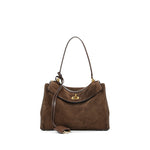 Genuine Leather Frosted Suede Tote | styled in a neutral setting