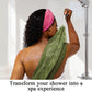 Close view of the textured nylon mesh of the exfoliating bath net