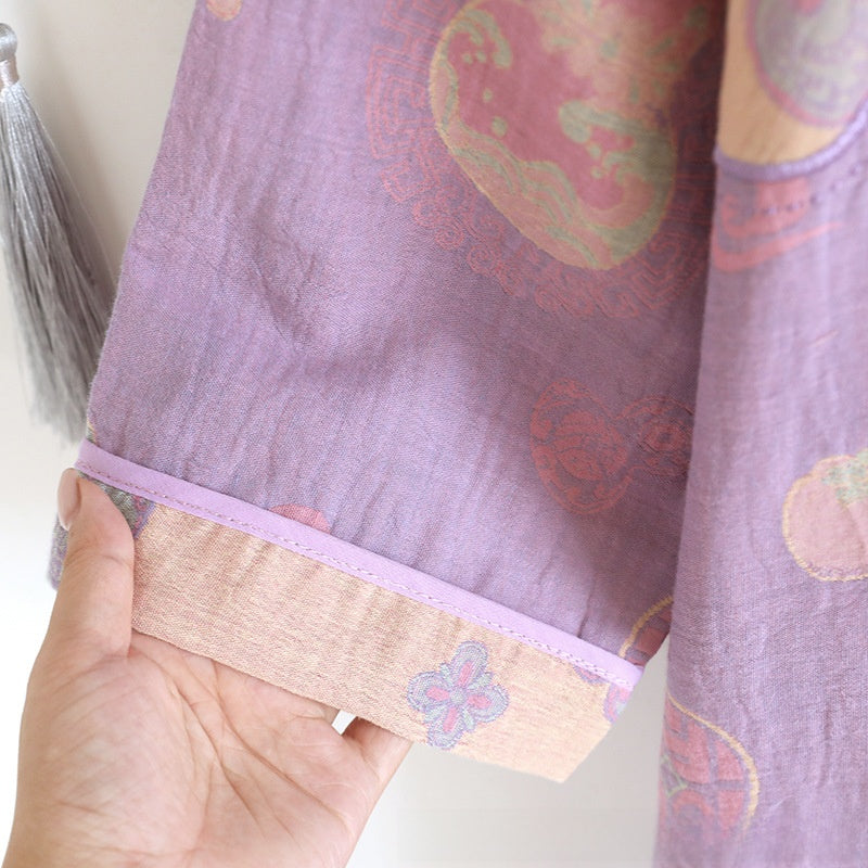 Five colourways of the double-layer gauze nightgown shown together on hangers