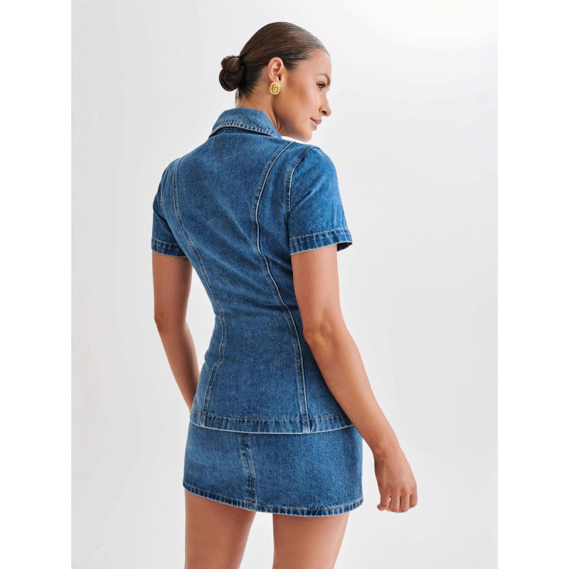 Denim Two-piece Set | back view