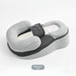 Side view of the grey baby lounger showing the sloped base and the U-shaped side bolster