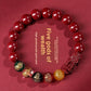 Five-Way Fortune God Cinnabar Bracelet with Beads