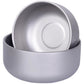 Grey titanium tone frosted double wall stainless steel bowl seen from the side