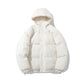 Hooded padded puffer jacket in dark gray, full jacket view