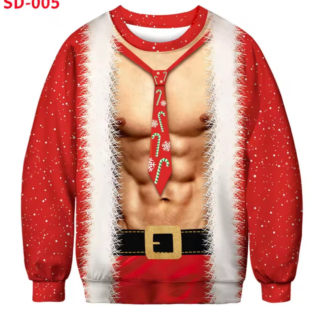 All over print ugly Christmas crew neck sweatshirt in polyester, one of eight festive designs