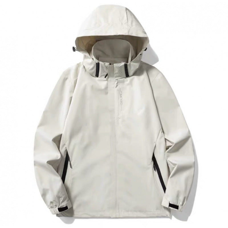 Charcoal mens hooded jacket back and hood view