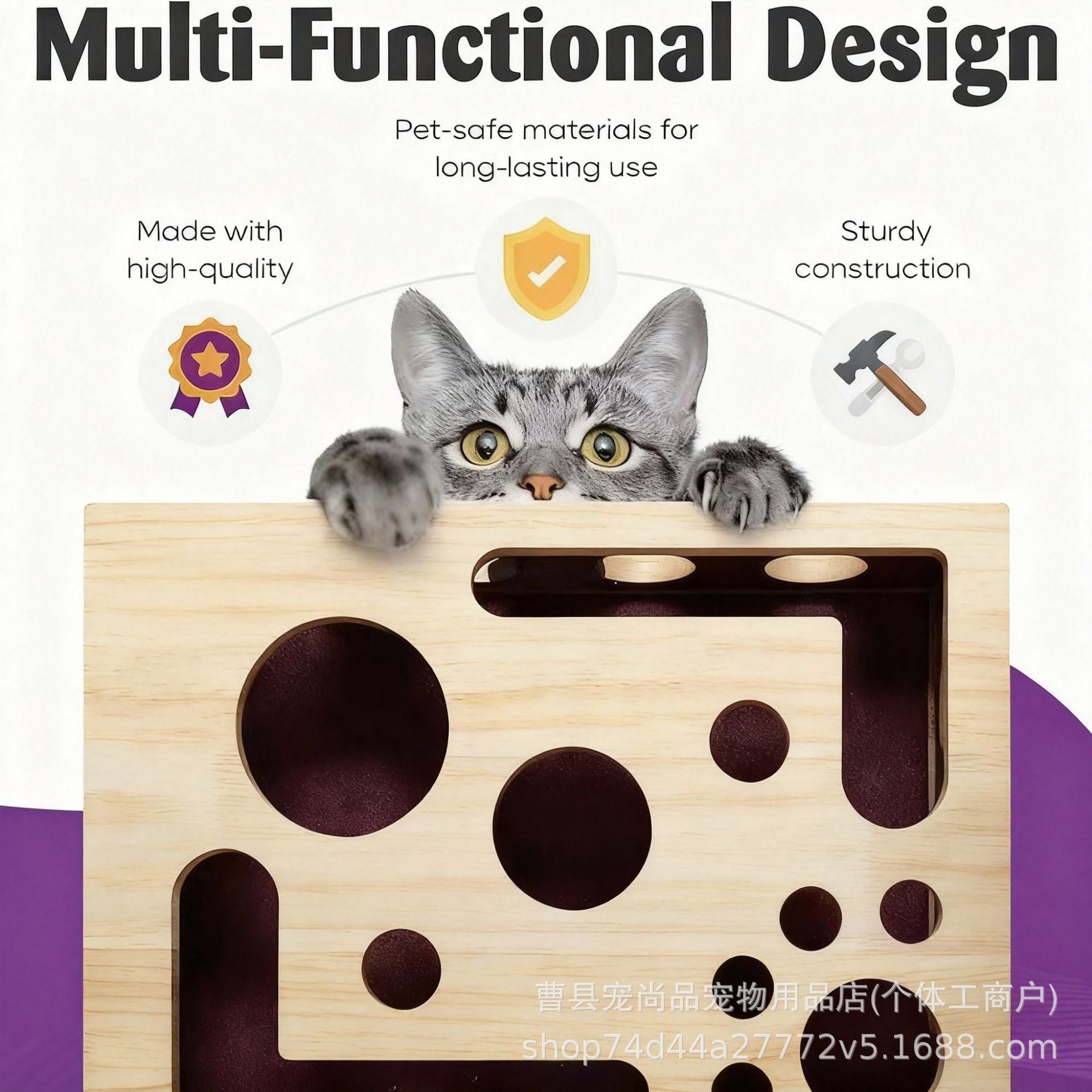 Wooden Maze Scratch Toy for Cats | real routine angle