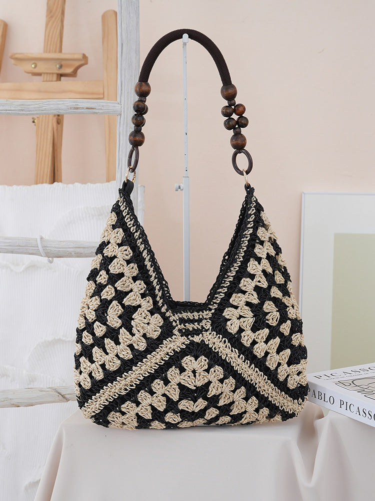Woven Straw Shoulder Bag, Everyday Bag for Busy Day, Simple Errand, daily routine with Practical Value, Cleaner Use, and E...