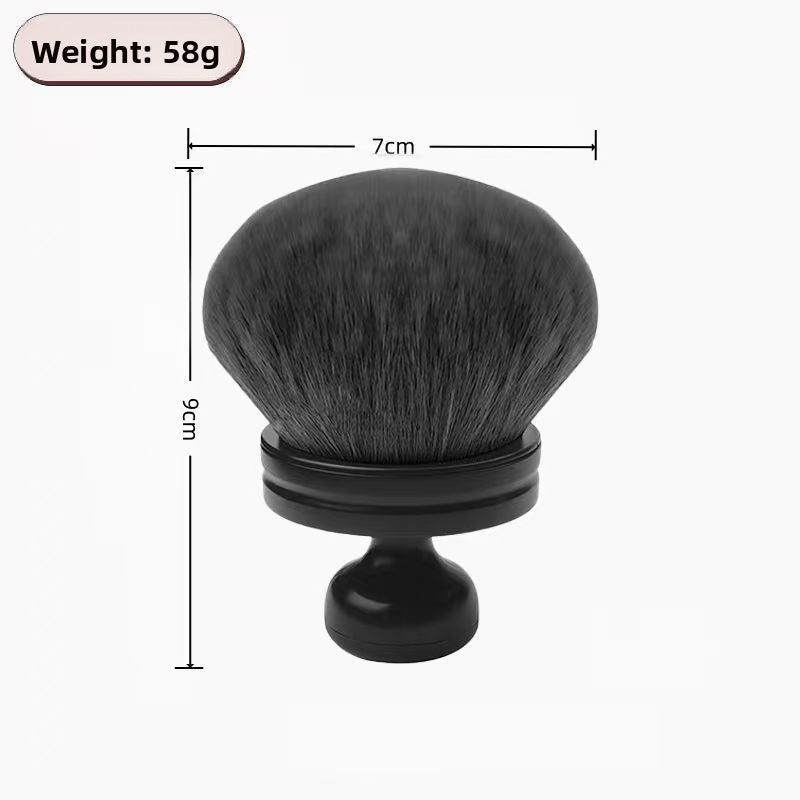 Black handle mushroom brush with black bristles and dimension labels