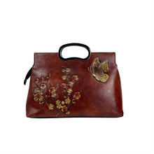 Embossed Leather Top Handle Handbag