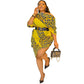 Colour-block and leopard print loose midi dress for women