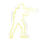 Yellow LED neon shooter silhouette wall sign