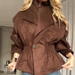 Womens Suede Lapel Jacket