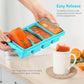 Flexible platinum silicone ice cube tray in a large cube layout for freezing ice cubes