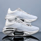 Side view of the sneaker showing the sculpted rubber sole and lace up SPORT panel