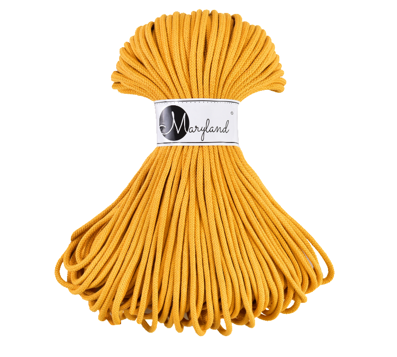 Pure cotton yarn strand for firm, structured crochet and knitting