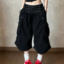Womens Wide Leg Cropped Cargo Pants