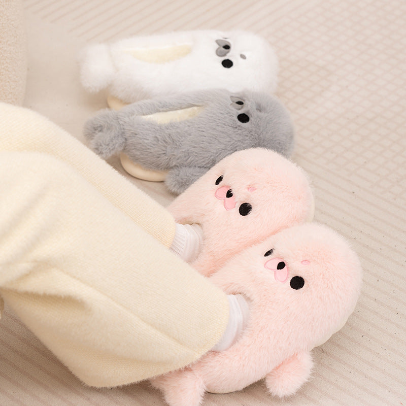 Cute Seal Plush Slippers Indoor Non-Slip Home Warm