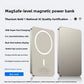 Magnetic wireless power bank shown from a side angle in one of its finishes