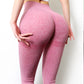 Option XXXL / Pink: pink heathered high waist leggings, rear view