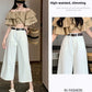 Off-white cropped wide-leg jeans shown front and close up on the waist
