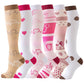 Set of knee high compression socks in botanical and animal print designs