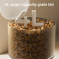 Clear 4L grain bin of the automatic pet feeder filled with dry food