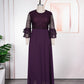 Plus size floral lace maxi dress with a flowing chiffon skirt shown on a model