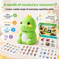 Green dinosaur talking reader with 600 vocabulary words, 130 sticker sheets and 75 topics callouts next to word cards