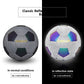 Size 4 silver grey reflective football in normal conditions and in the reflective state under light