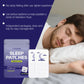 Sleep patches features shown beside a sleeping person with individually wrapped patches